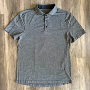 Lululemon Polo Shirt Men's Size L Dark Gray Short Sleeve Stretch Metal Vent